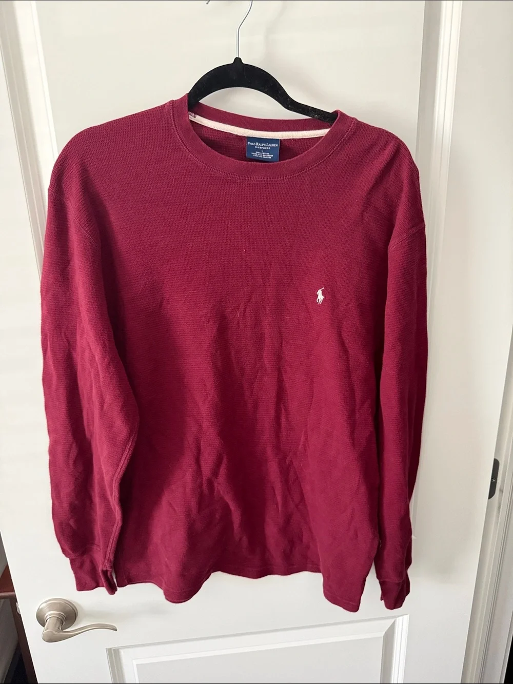 Polo by Ralph Lauren Burgundy Crewneck Waffle Knit Sweater